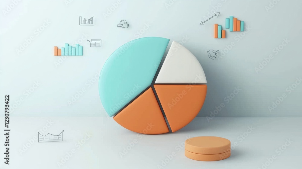 Aufkleber colorful 3d geometric shapes and data visualization elements for business analytics