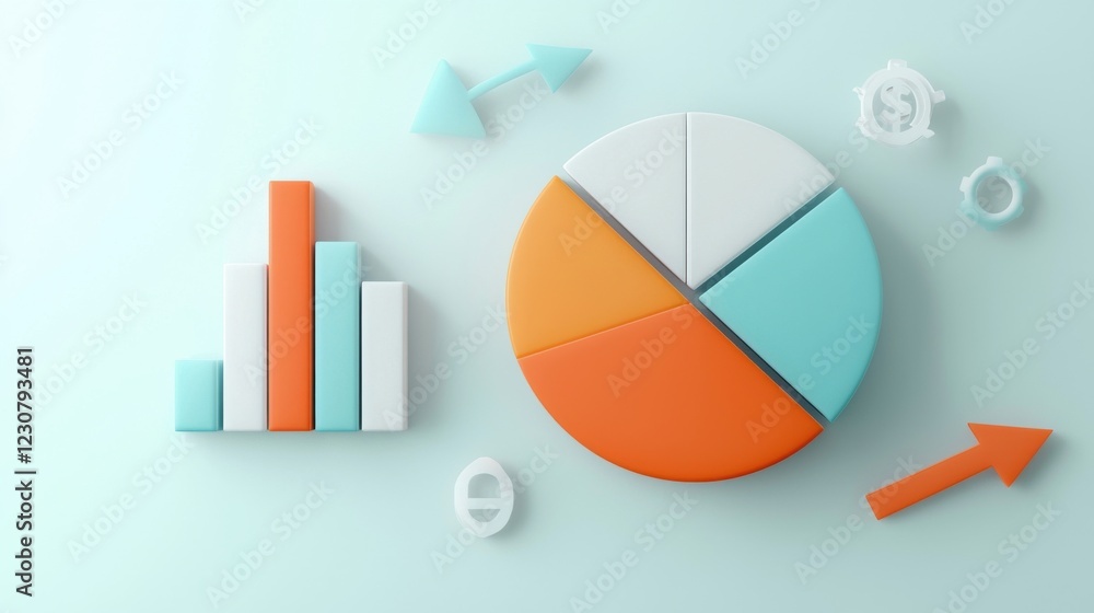 Poster colorful geometric data visualization infographic with various chart types
