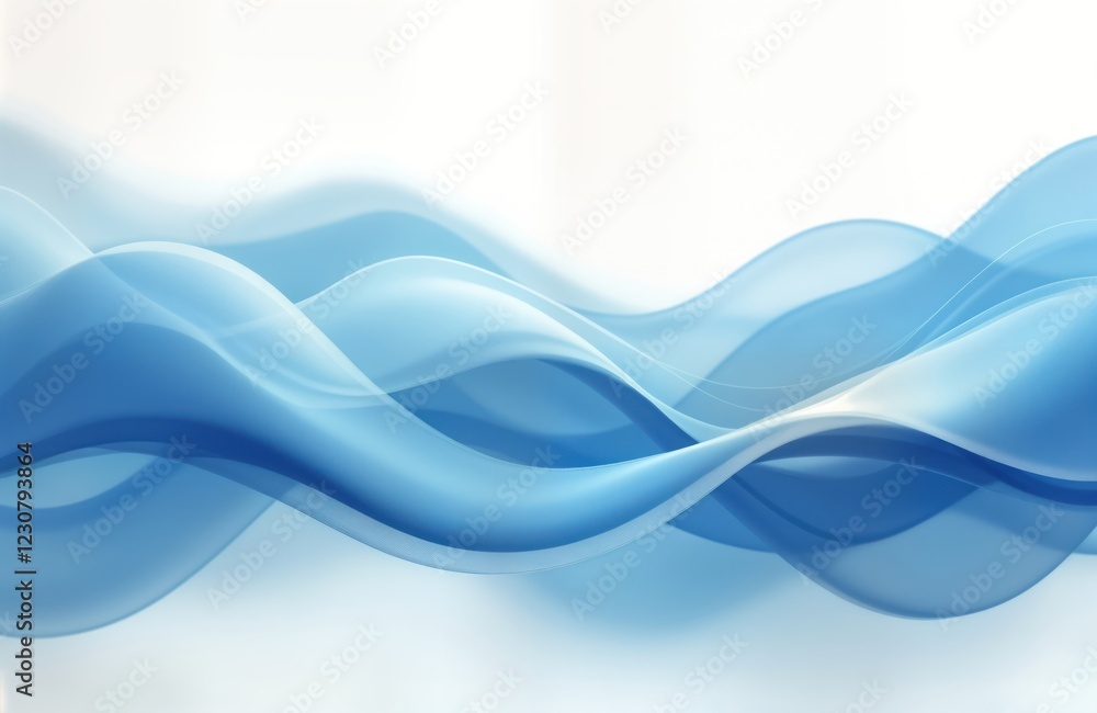 Poster elegant abstract design. smooth blue waves flow across white background. dynamic curves create soft 