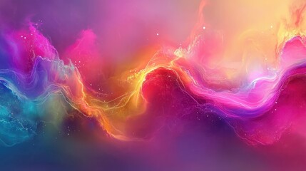 Abstract Colorful Waves in Vibrant Rainbow Palette Background