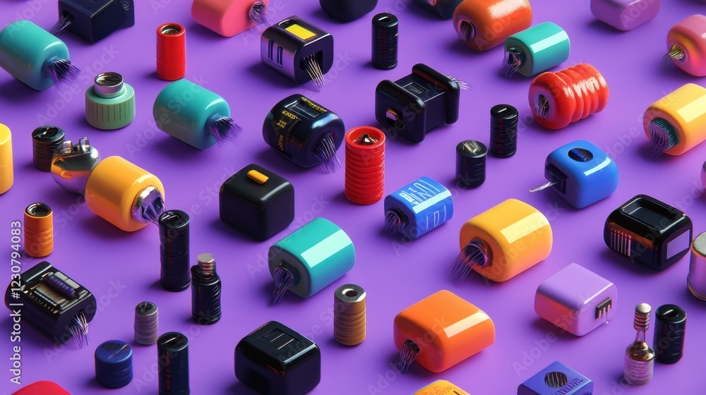 Poster a colorful resistor assortment displayed on a soft lavender background.
