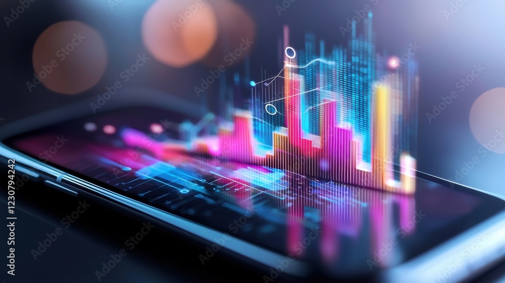 Aufkleber innovative financial analytics data visualization on mobile device screen