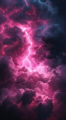 Pink Lightning Storm Cloudscape - Dramatic Nature