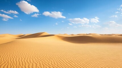 Golden Desert Dunes Under a Blue Sky - Scenic Landscape
