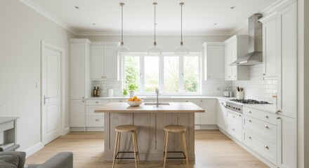 Stylish kitchen with natural light, wooden details, and indoor plants