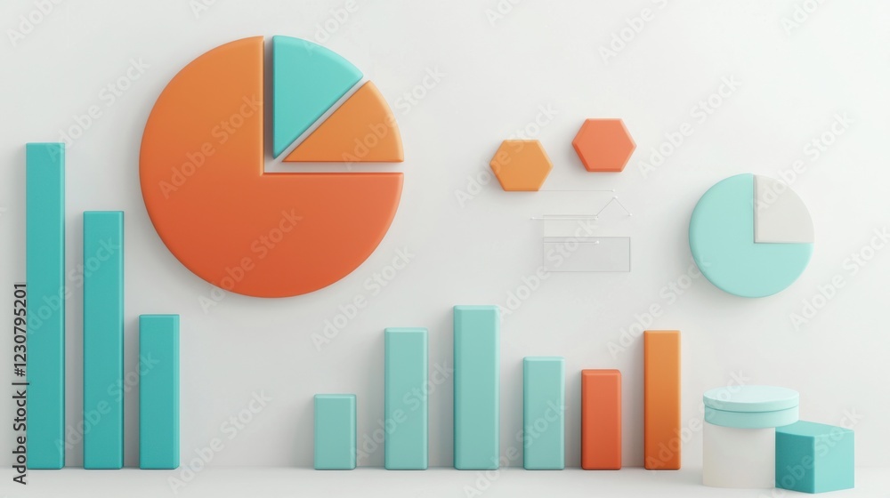 Poster minimalist geometric abstract shapes composition with colorful patterns and vibrant hues for digital