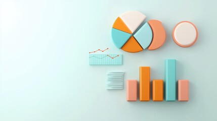 Vibrant Data Visualization Elements for Business Analytics and Financial Reporting