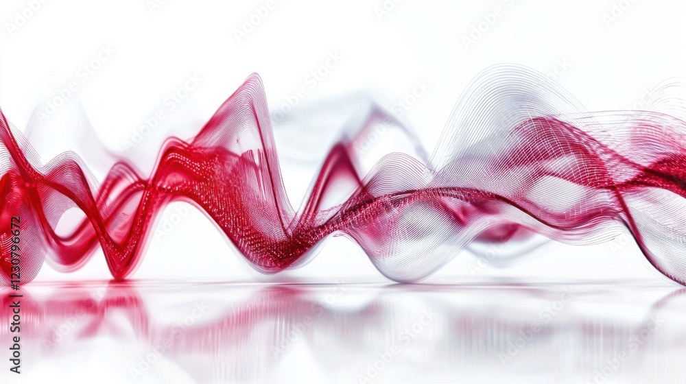 Poster mesmerizing fluid waves of vibrant red and pink hues in dynamic abstract motion
