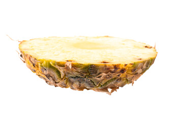 One slice of ripe pineapple isolated on white