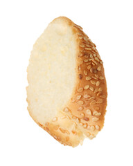 Piece of fresh baguette isolated on white