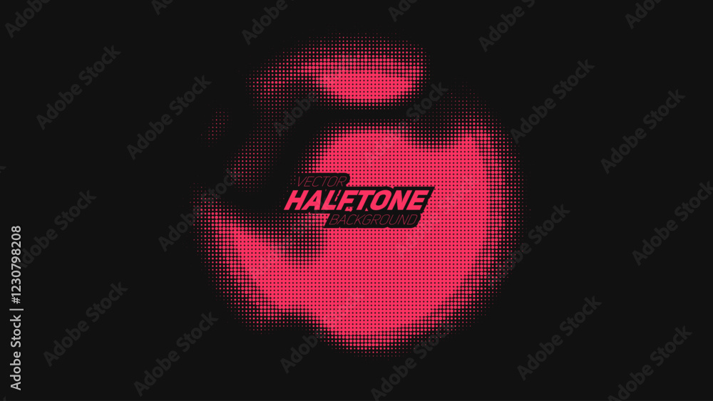 Poster abstract vector torn red halftone distorted sphere. scrathed dotted texture element. point glitch