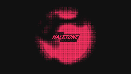 Abstract vector torn red halftone distorted sphere. Scrathed dotted texture element. Point glitch