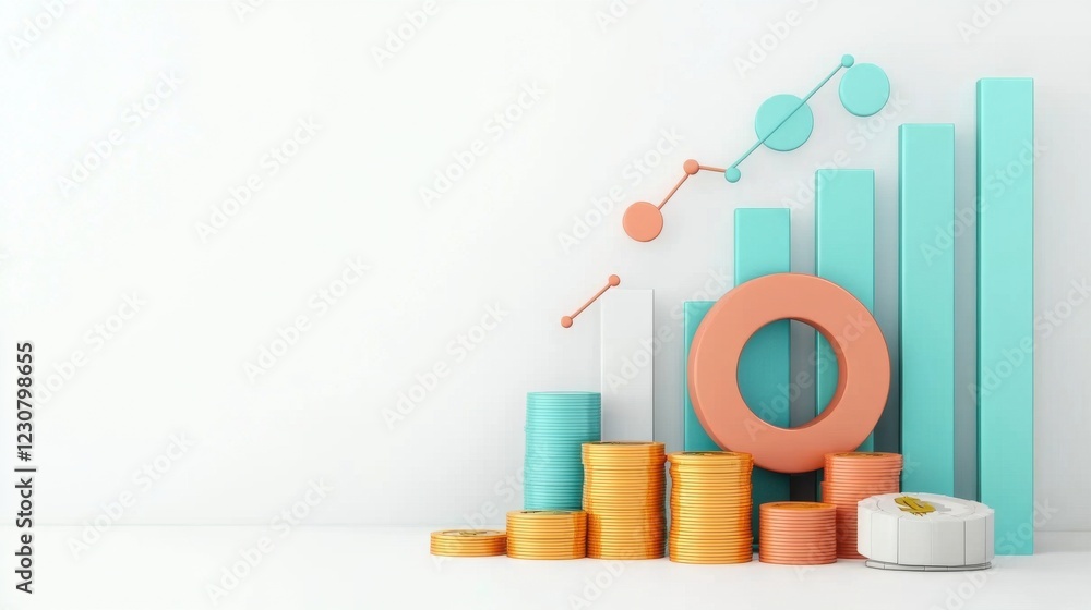 Poster business graph and chart showing financial data and analytics for strategic planning and decision ma