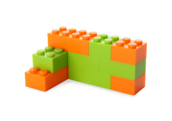 Construction toy. Figure made with building bricks isolated on white