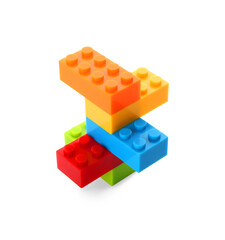 Obraz premium Construction toy. Figure made with building bricks isolated on white