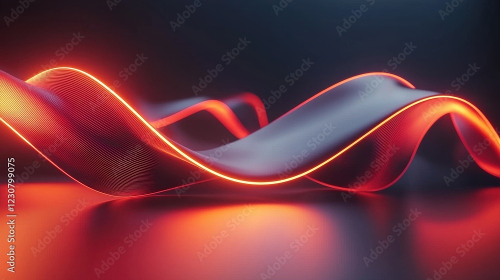 Poster futuristic neon curve light wave glow background digital 3d render design