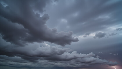 Obraz premium Dramatic stormy sky filled with ominous clouds and flashes of lightning, moody atmosphere