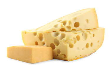 Different types of cheese isolated on white