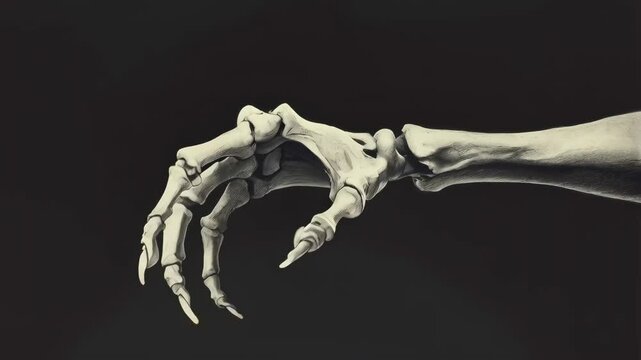 Dynamic skeleton hand movements against black background