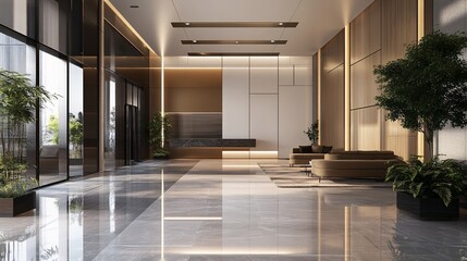 Obraz premium Modern Lobby Interior Design With Elegant Furnishings