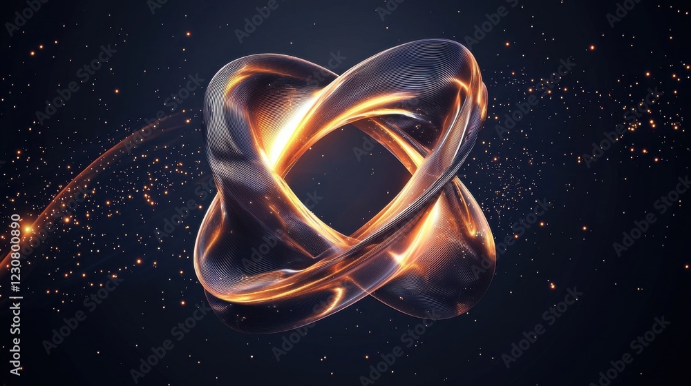 Poster Mesmerizing Luminous Infinity Loop   Celestial Electromagnetic Vortex of Dynamism and Interconnectivity