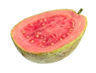 Half of fresh guava fruit isolated on white