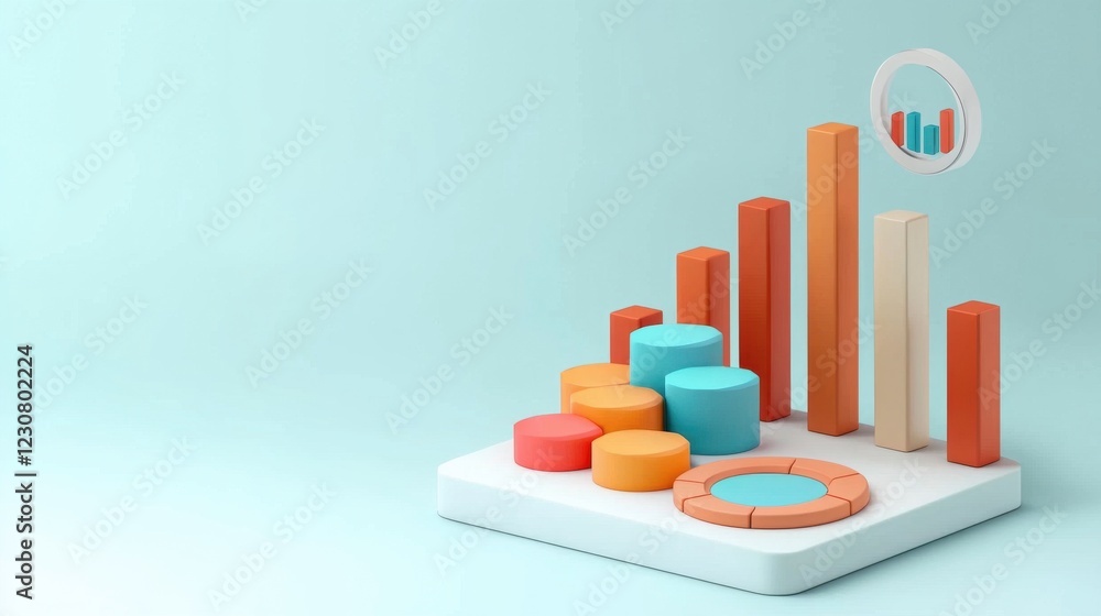 Poster abstract infographic visualizing financial data and business analytics for growth and success