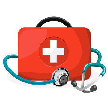 statoscope and medical box without background