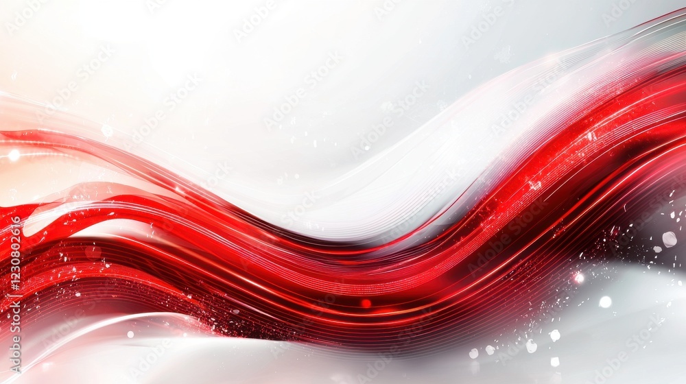 Poster dynamic red and white abstract flowing wave background