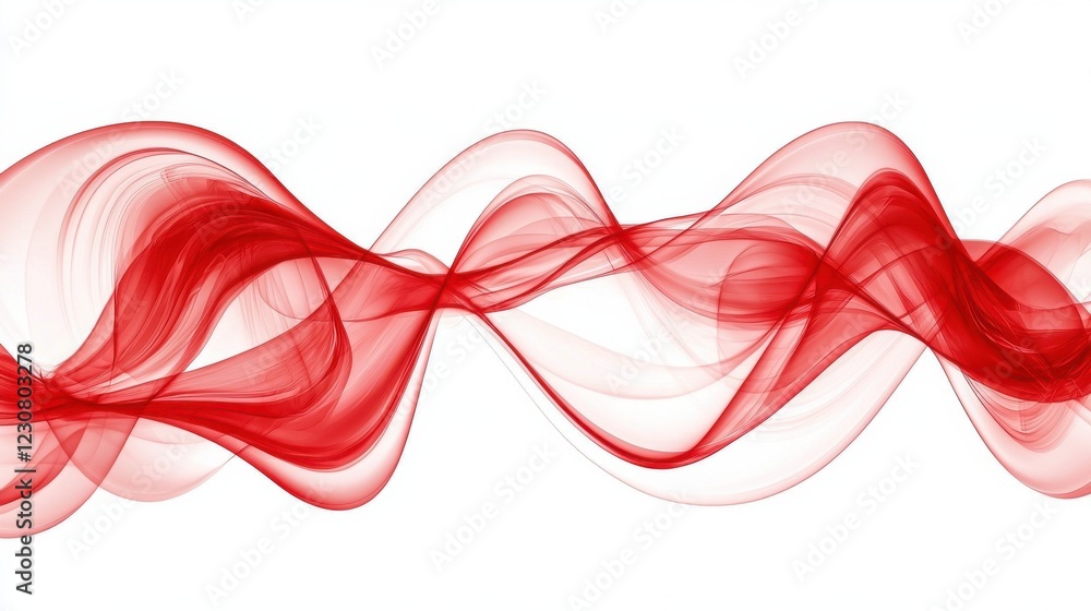 Poster striking abstract red waving lines representing energy flow and dynamic movement