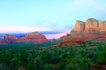 sedona arizona at sunset. beautiful rock formations