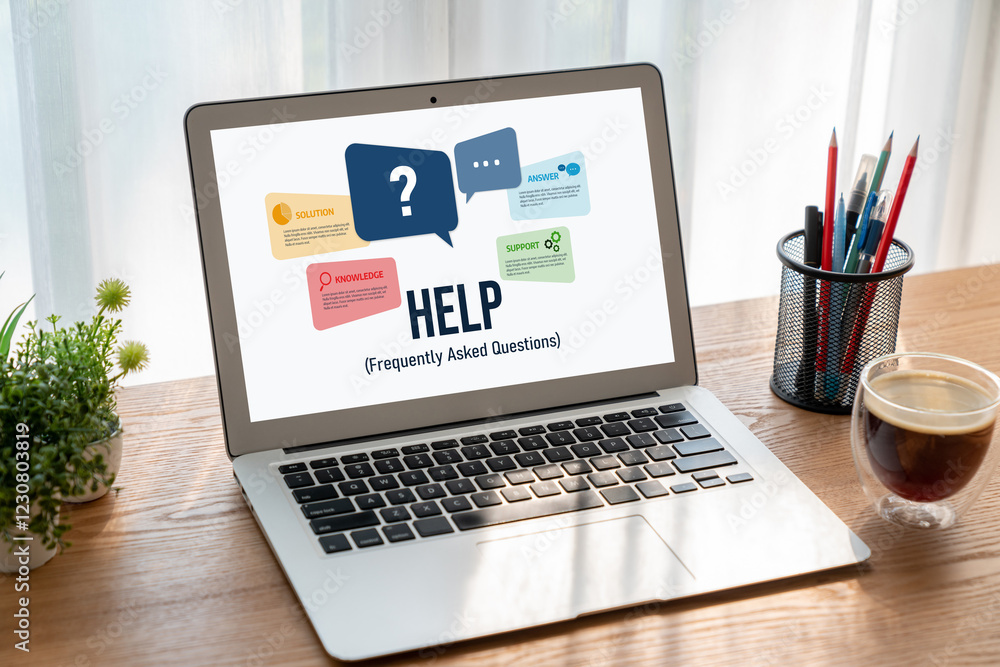 Poster help screen on the website provide answer to faq frequently asked question snugly with knowledge inf