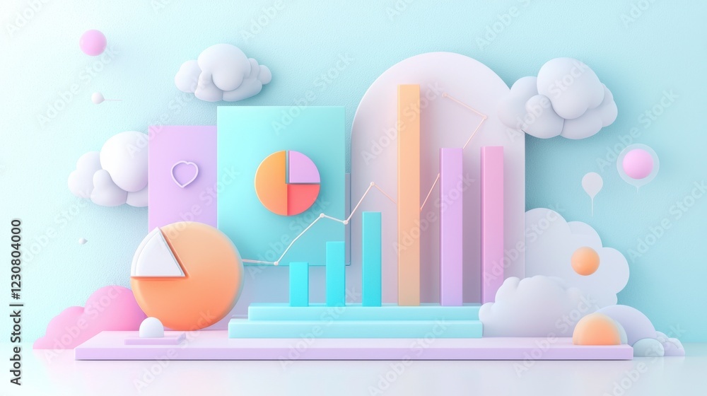 Poster abstract geometric pastel shapes data visualization chart infographic background