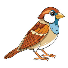 Sparrow Bird Vector Illustration - Cartoon, Clipart & Line Art Design on White Background, Sparrow bird vector illustration in cartoon, clipart, and line art style with a white background.