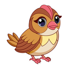 Sparrow Bird Vector Illustration - Cartoon, Clipart & Line Art Design on White Background, Sparrow bird vector illustration in cartoon, clipart, and line art style with a white background.