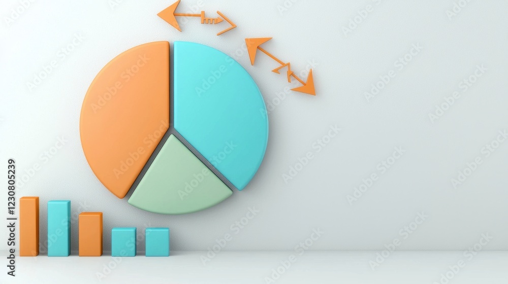 Poster colorful pie chart and bar graph displaying business data and analytics