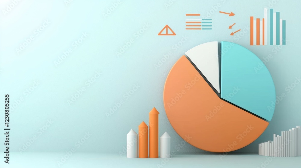 Poster stylized data visualization infographic with geometric shapes and minimal design