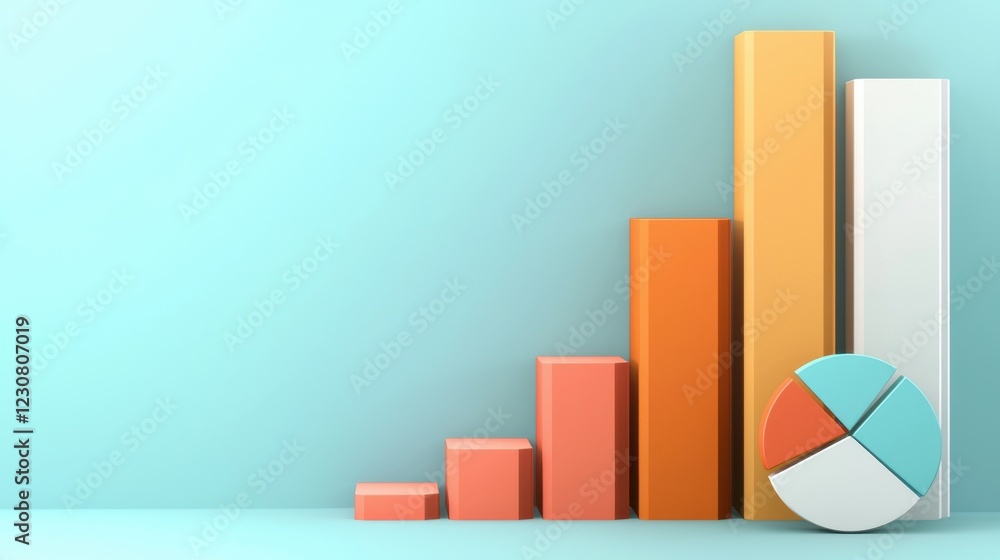 Aufkleber colorful bar graph and pie chart infographic for business data analysis and reporting