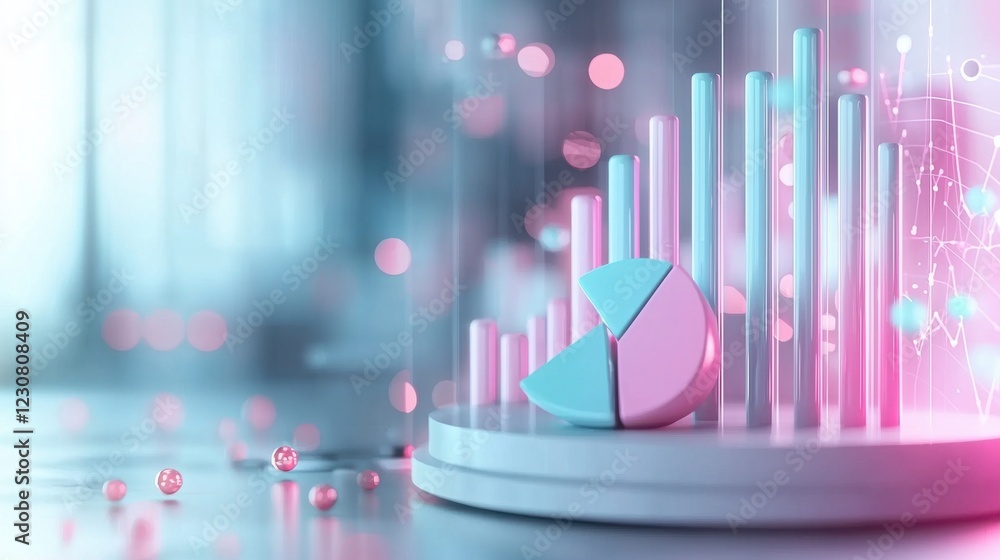 Aufkleber vibrant 3d geometric data visualization with abstract shapes and colorful lights