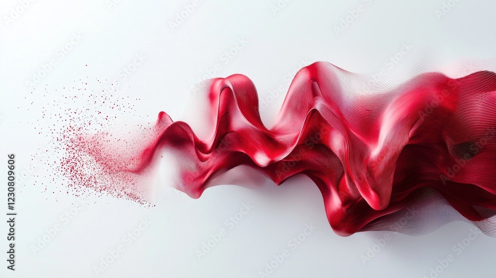 Poster flowing red ribbon abstract background capturing dramatic movement and elegant fluid texture