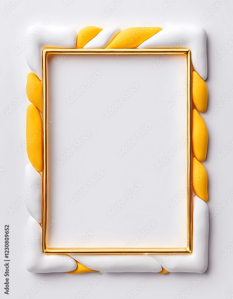 Poster stylish rectangular frame designed with white and golden yellow elements provides a vibrant touch, p
