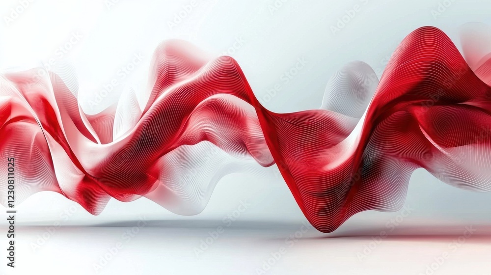 Poster mesmerizing abstract waves of vibrant red and pink fluid gradients with smooth flowing curves and dy