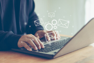 Email automation, email marketing, marketing automation concept. Using data science to drive marketing automation. Develop an insight customer data strengthen customer engagement, retention, loyalty.