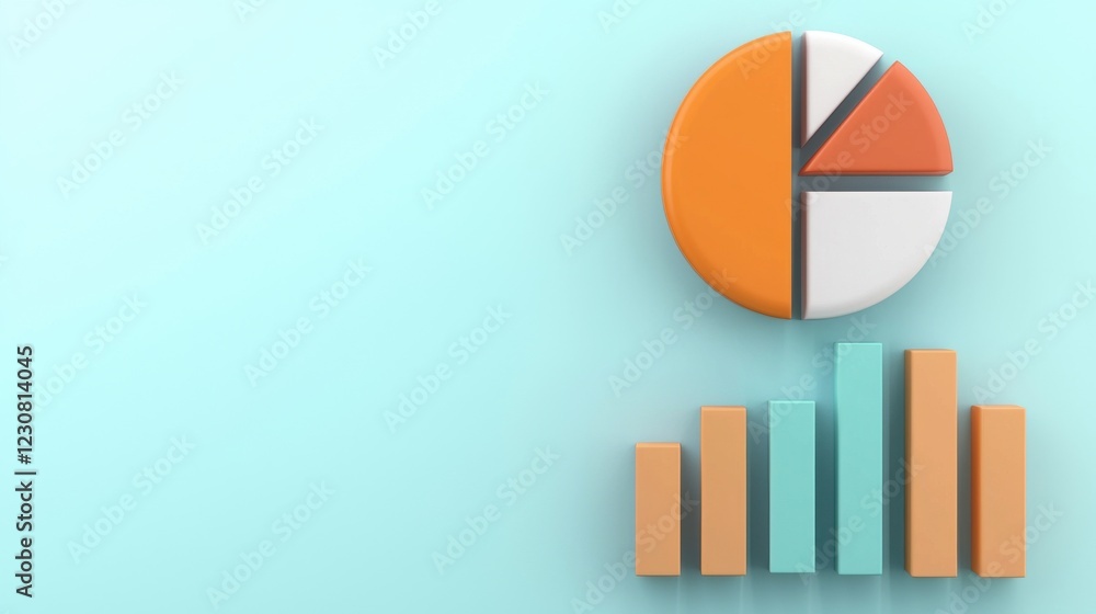 Poster abstract financial graph and data visualization on minimalist background