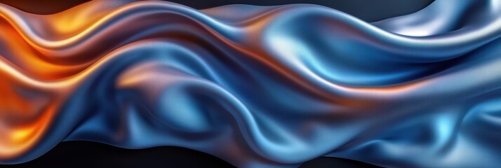 Fototapeta premium Beautiful silky fabric texture creates waves in shades of blue and orange for elegant design