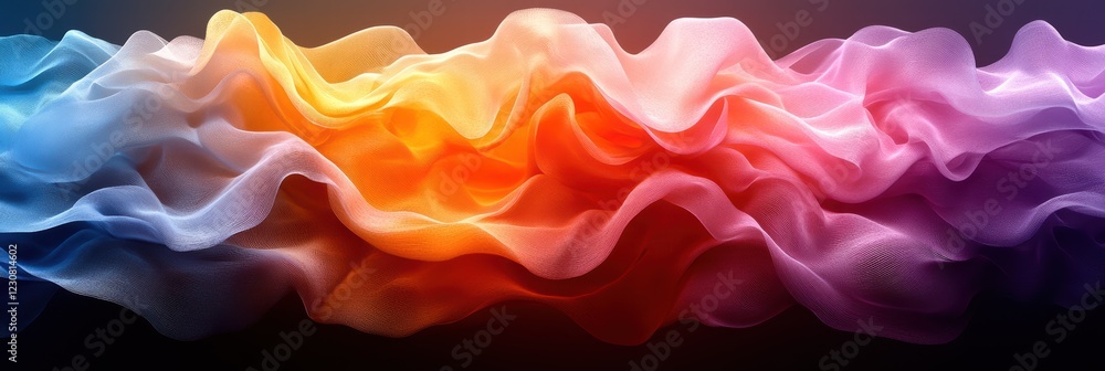 Poster vibrant waves of smooth multi-color gradients create a captivating visual experience