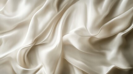 Obraz premium Draped Creamy White Silk Fabric Texture Close-up