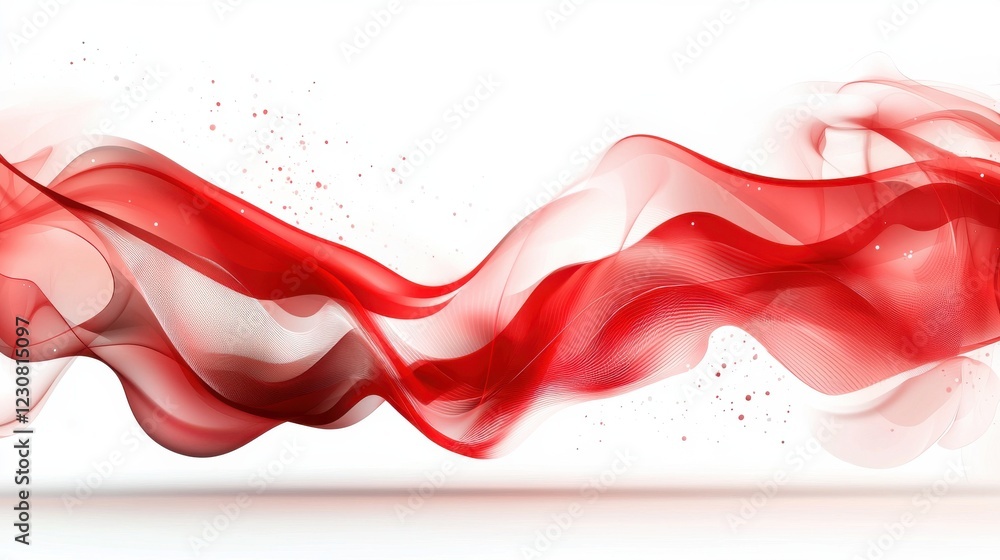 Poster mesmerizing red and white fluid movement swirling dynamically in smooth abstract composition