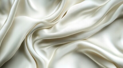 Obraz premium Creamy White Silk Fabric Draped Luxurious Texture