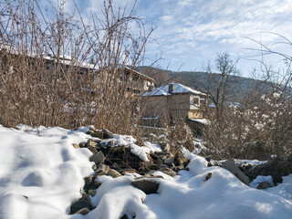 Winter Sunset view of Village of Kovachevitsa, Bulgaria